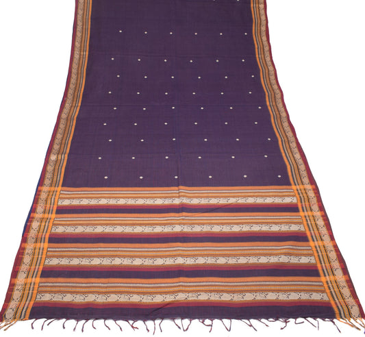 Sushila Vintage Pure Kanchi Cotton Saree Saree 6 Yard Peacock Woven Blue Sari