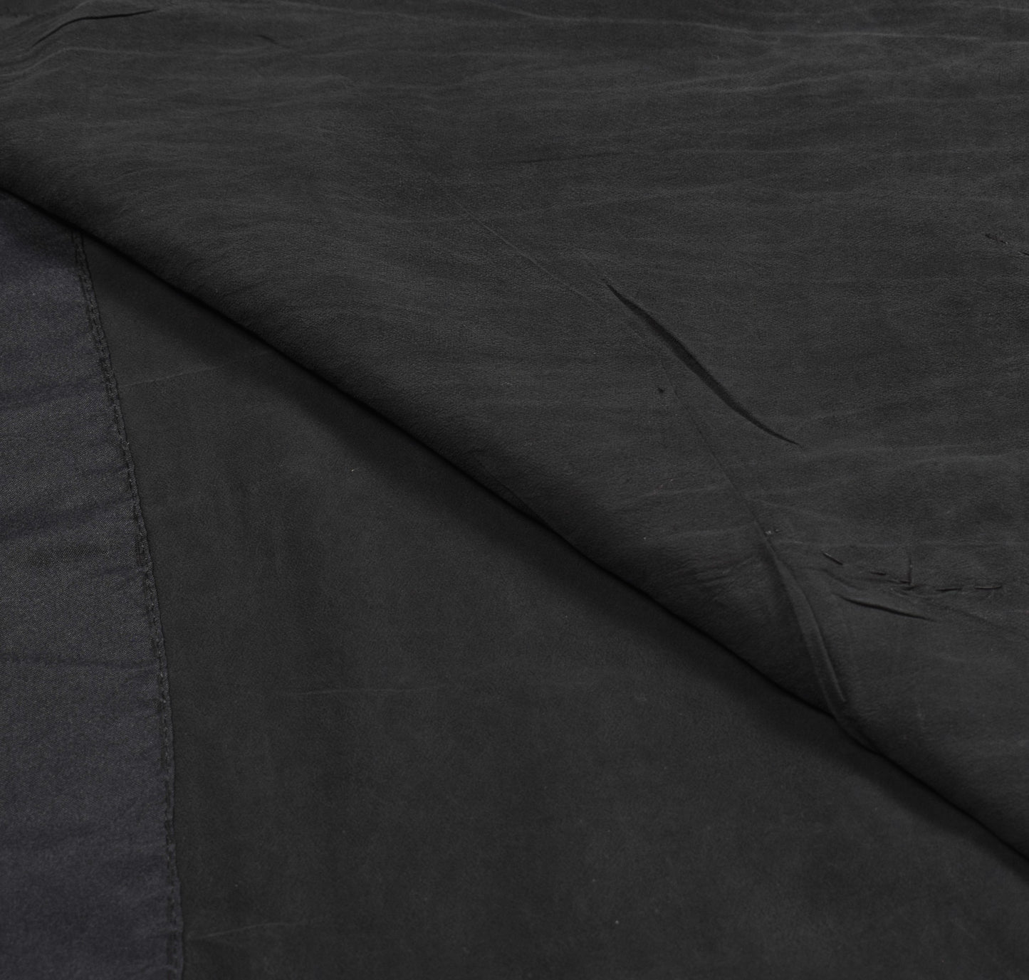 Sushila Vintage Black Plain Saree Aari Work Embroidered Pure Crepe Sari Fabric