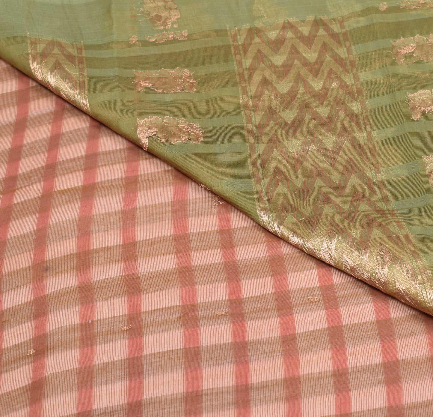 Sushila Vintage Maroon Green Saree Pure Cotton Silk Zari Woven Sari Craft Fabric