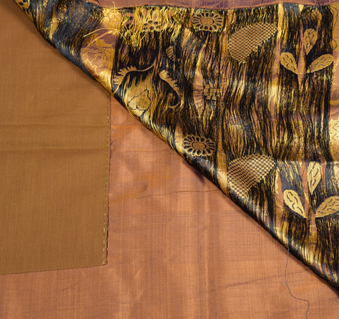 Sushila Vintage Mustard Dual Tone Saree Hand Woven Paisley Pure Silk Sari Fabric