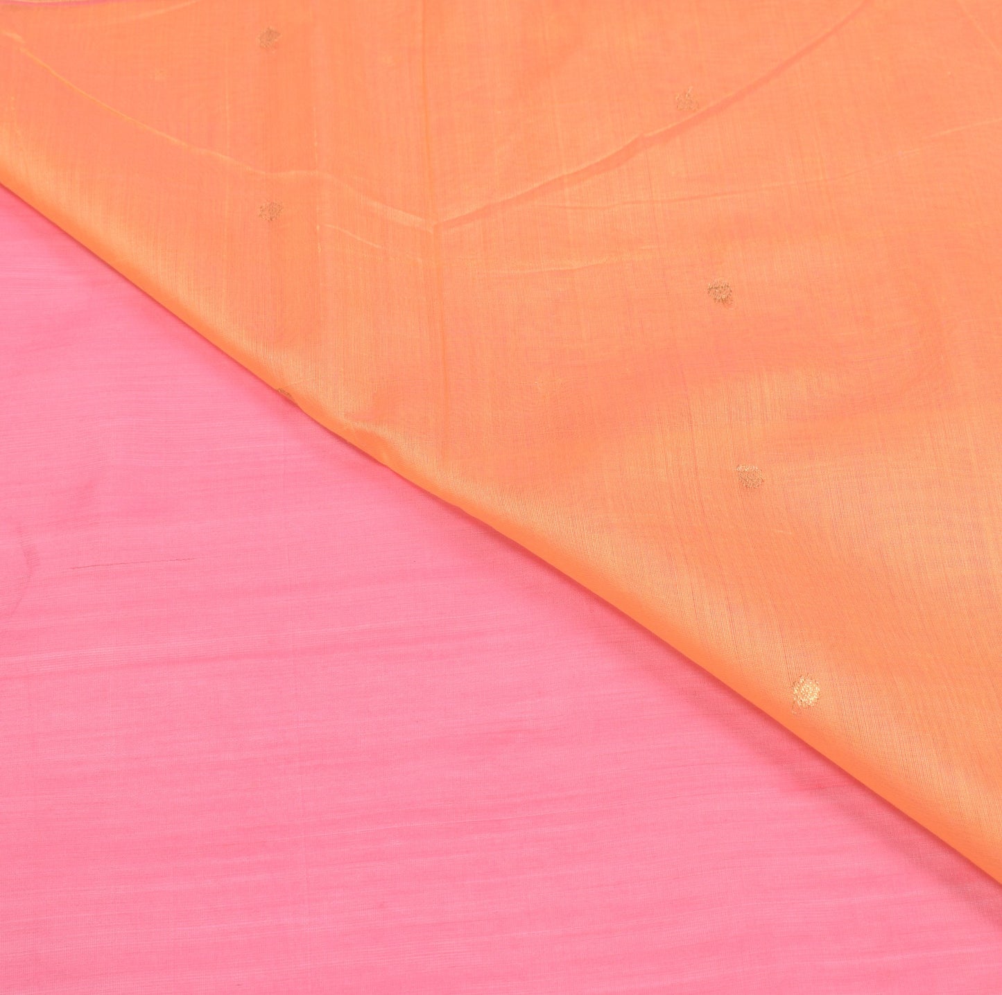 Sushila Vintage Banarsi Brocade Saree Pure Cotton Silk Orange Pink Sari Fabric