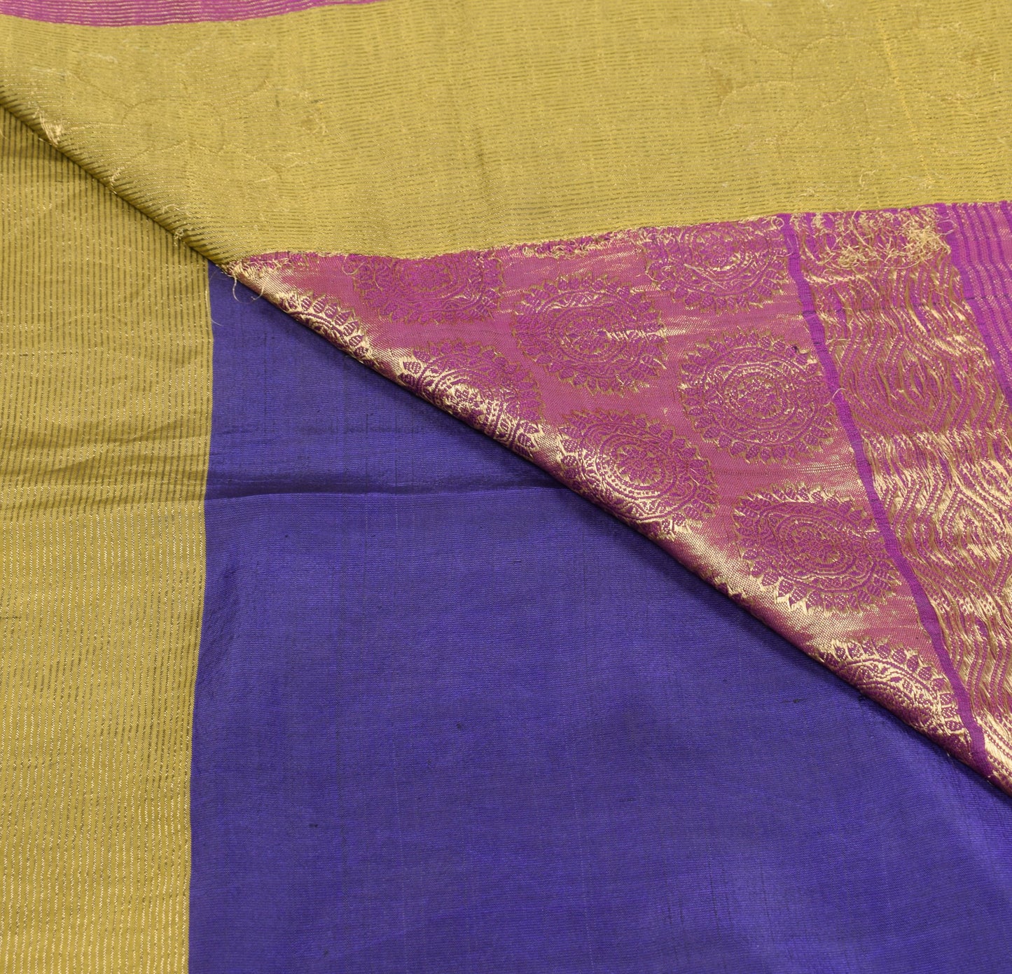 Sushila Vintage Kanchipuram Handloom Saree Pure Silk Purple Woven Sari Fabric