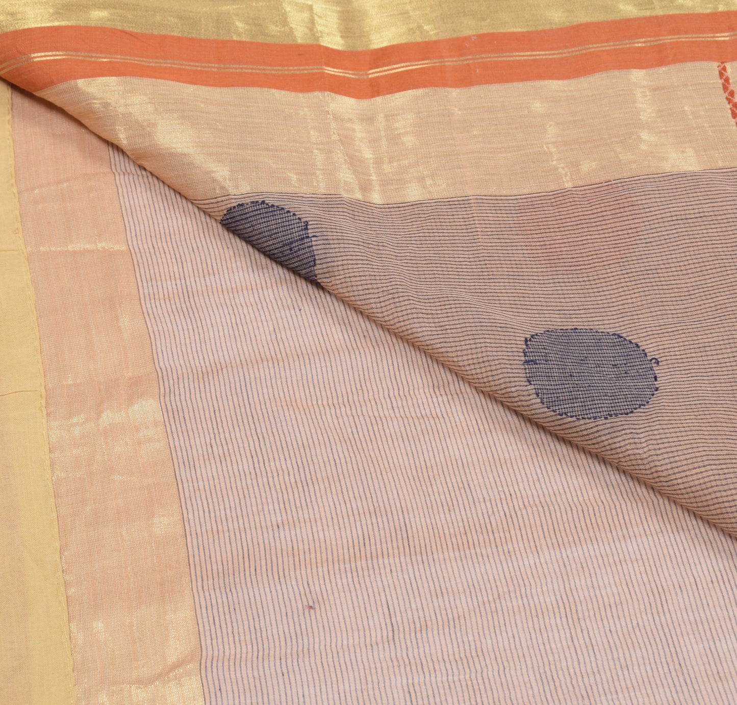 Sushila Vintage Brown Tant Woven Saree Zari Border Pure Cotton Brown Sari Fabric