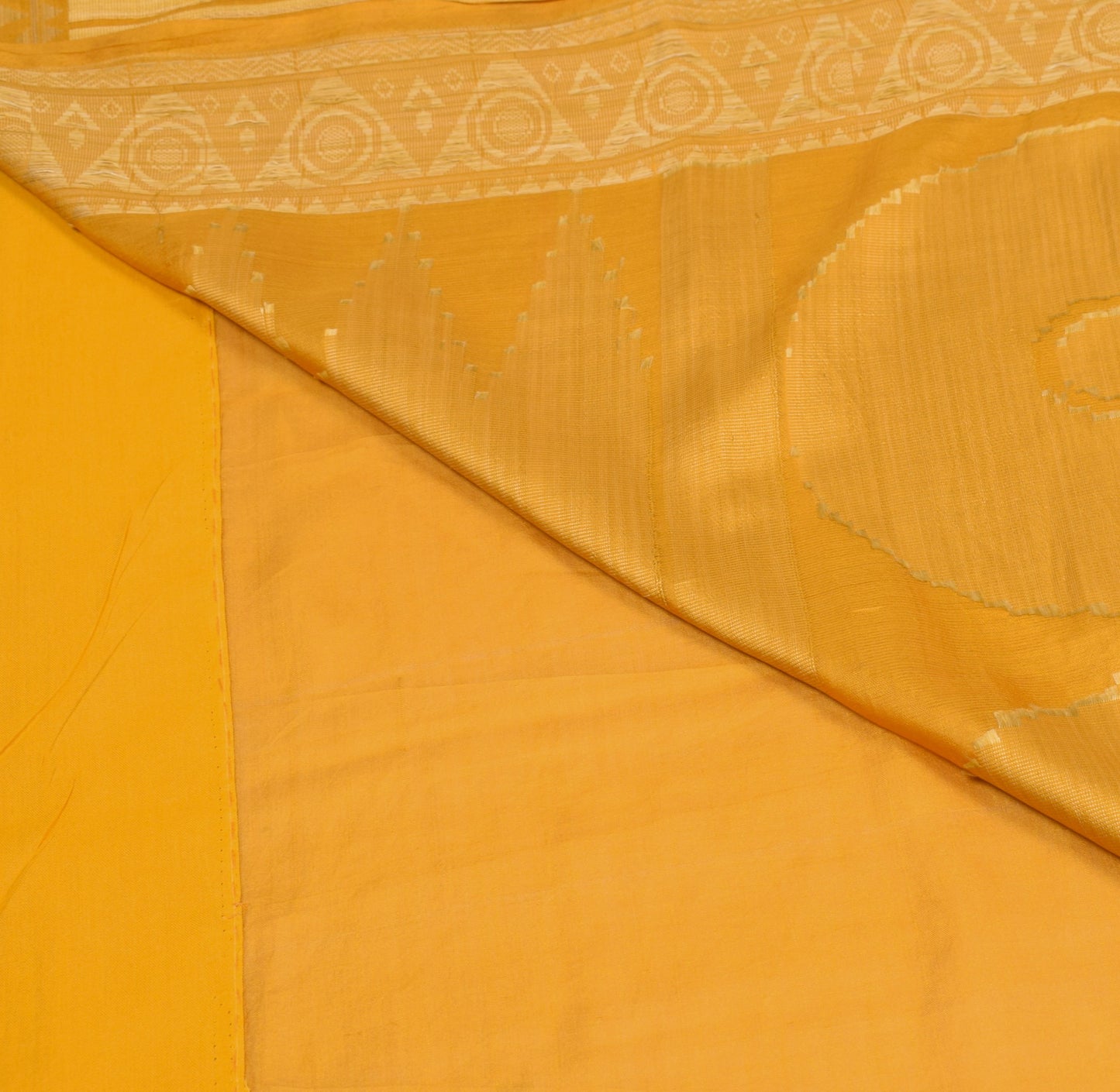 Sushila Vintage Golden Yellow Saree Pure Silk Resham Woven Soft 5YD Sari Fabric