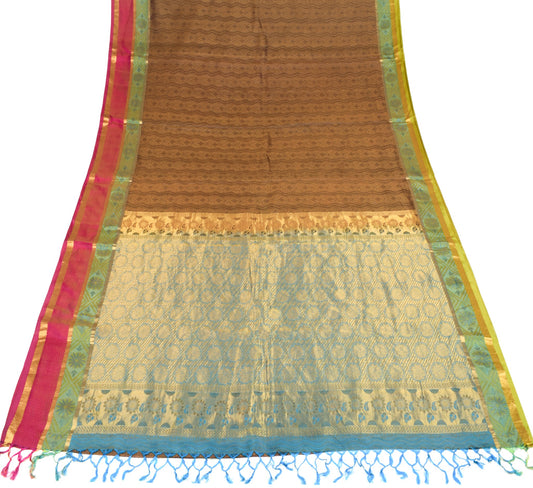 Sushila Vintage Pure Kanchipuram Silk Saree Pure Silk Purple Zari Sari Fabric