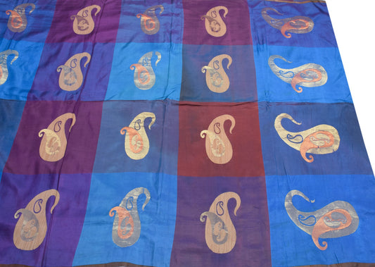 Sushila Vintage Multi-Color Kanchipuiram Saree Pure Silk Paisley Woven 5YD Sari