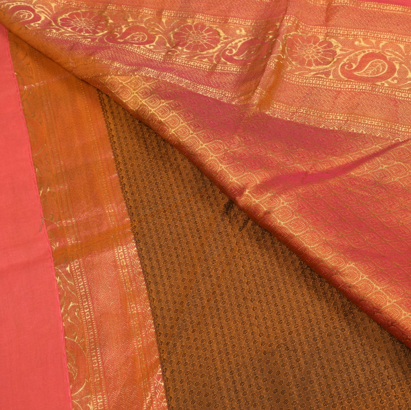Sushila Vintage Rust HEAVY Saree Pure Kanchipuram Silk Zari Woven 5YD Soft Sari