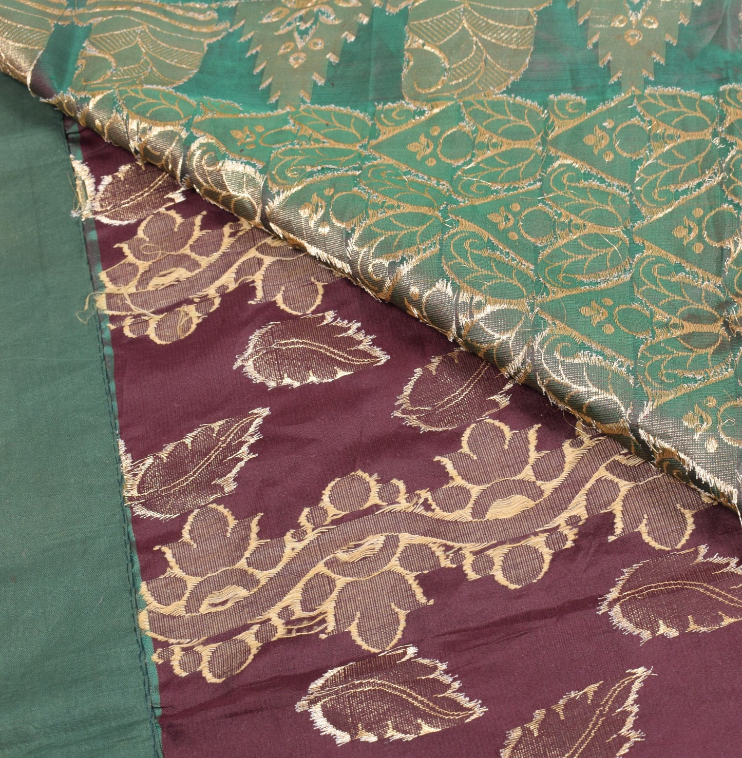 Sushila Vintage Banarasi Brocade Saree Pure Silk Maroon Paisley HEAVY Craft Sari