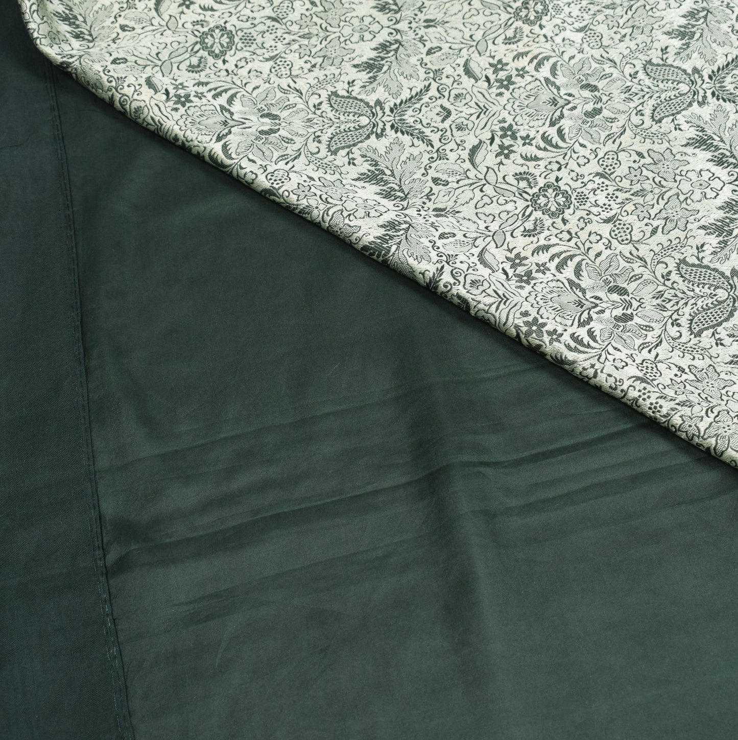 Sushila Vintage Green Saree Pure Banarasi Silk Contrast Resham Woven Sari Fabric