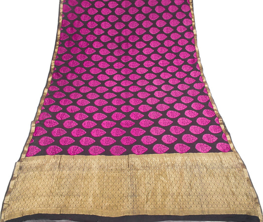 Sushila Vintage Pure Banarasi Georgette Saree Contrast Woven Handloom 5YD Sari