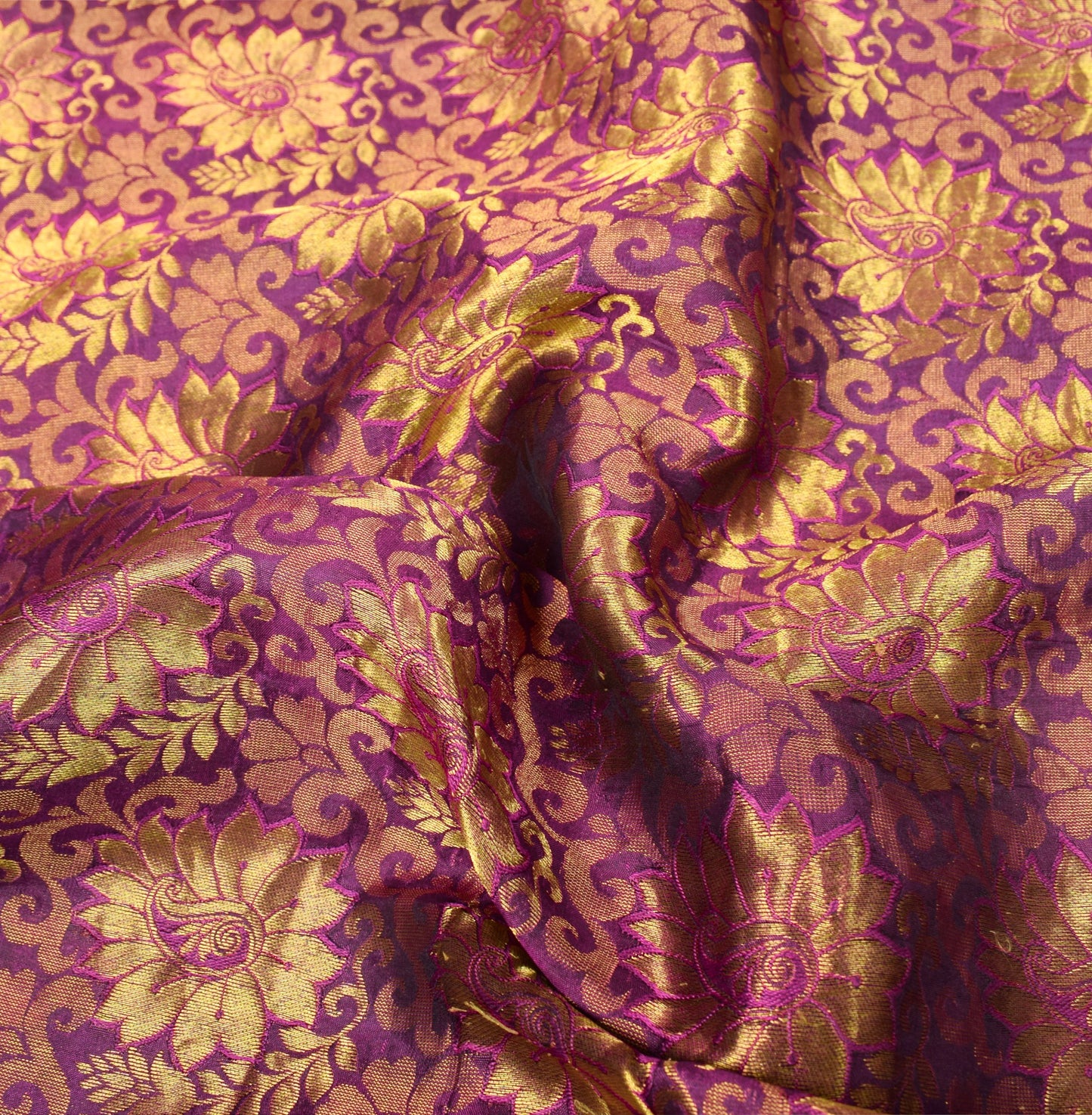 Sushila Vintage Purple Gold Kanchipuram Saree Zari Woven Paisley Pure Silk Sari