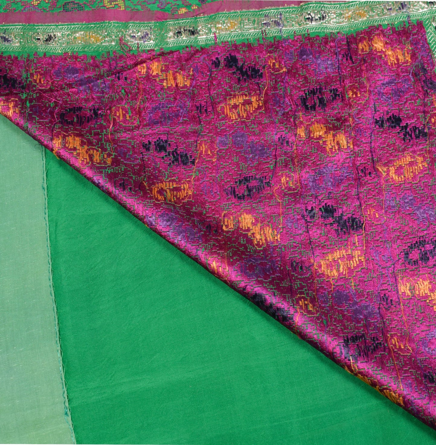 Sushila Vintage Banarasi Brocade Saree 100% Pure Silk Green Soft 5YD Sari Fabric