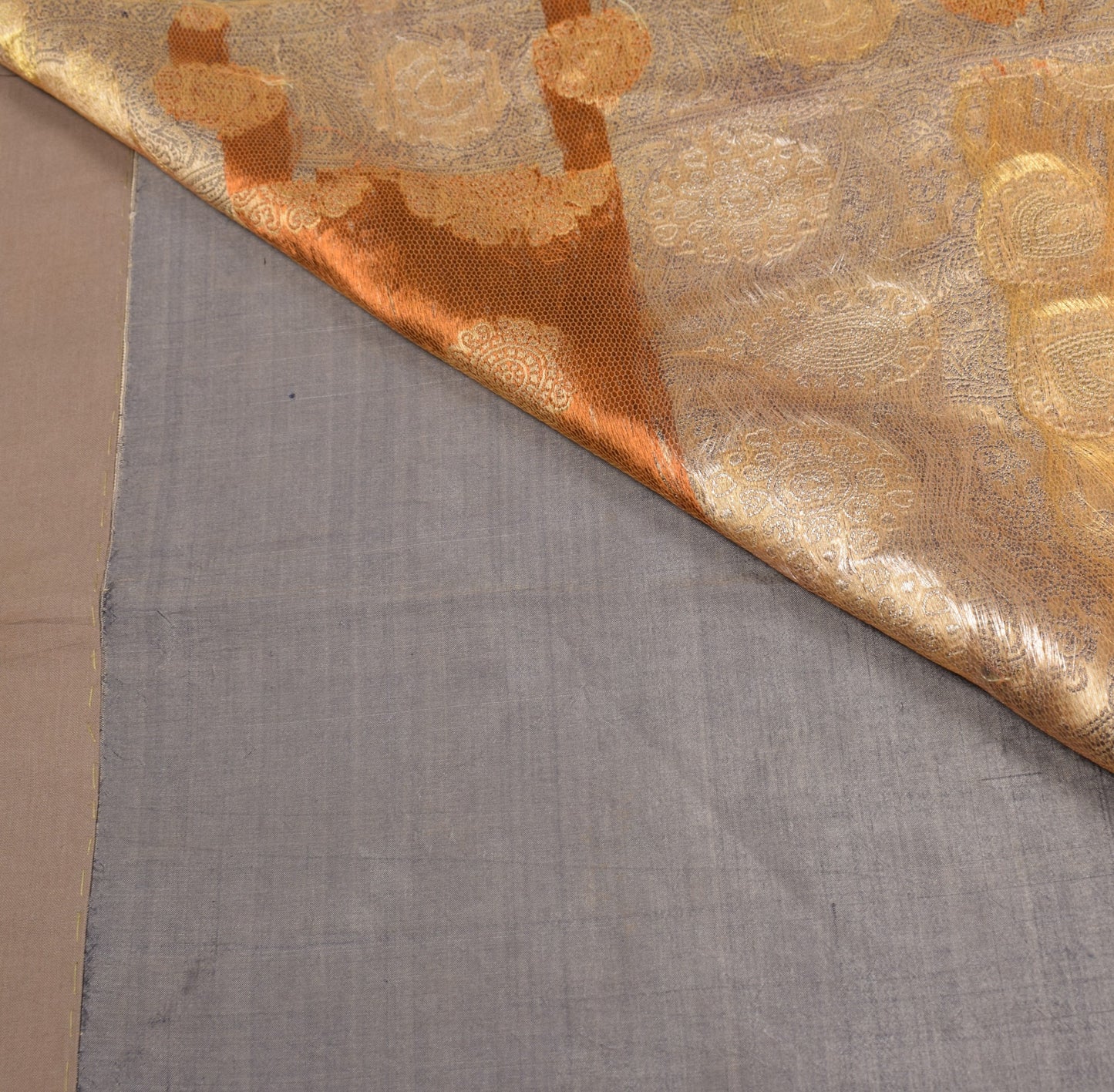 Sushila Vintage Banarasi handloom Saree Pure Silk Floral Woven Gray Sari Fabric