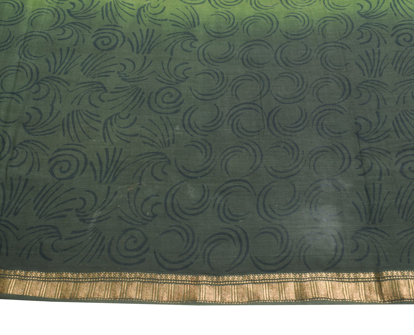 Sushila Vintage Green 6 Yard Saree Pure Cotton Printed & Zari Woven Sari Fabric