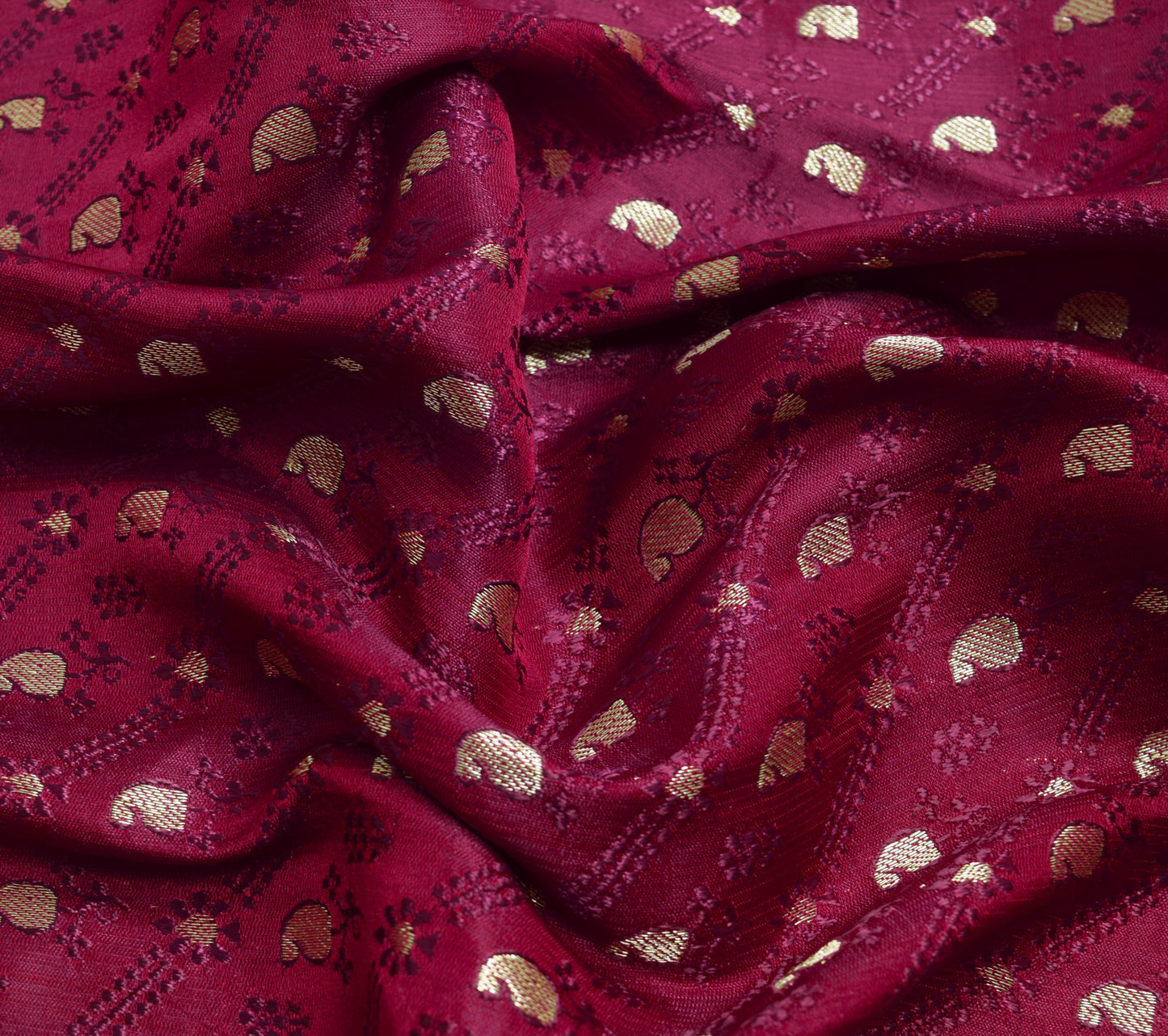 Sushila Vintage Heavy Saree Pure Satin Silk Banarasi Brocade Maroon Sari Fabric