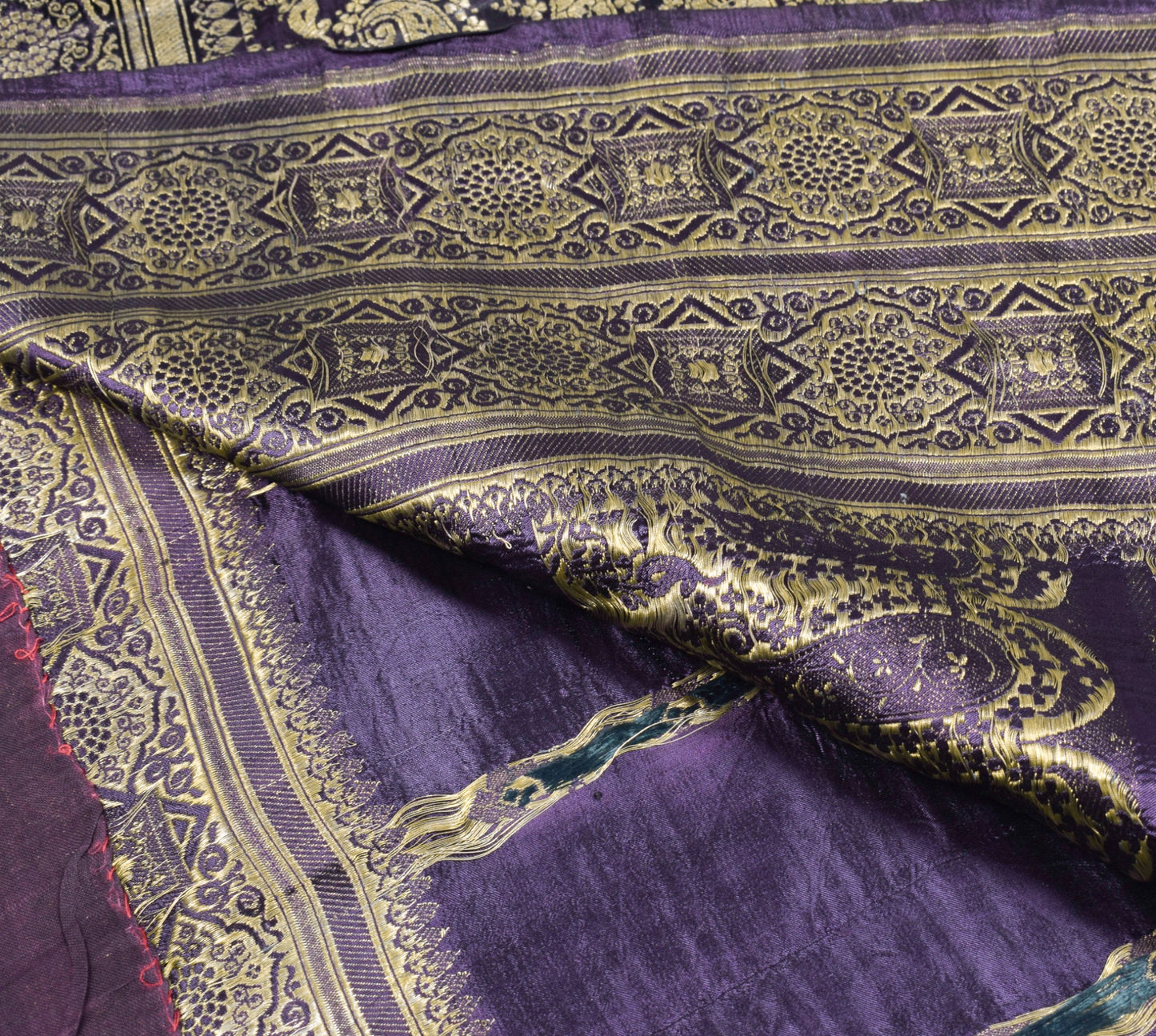 Sushila Vintage Premium Heavy Banarasi Saree Black Pure Satin Silk Brocade Sari