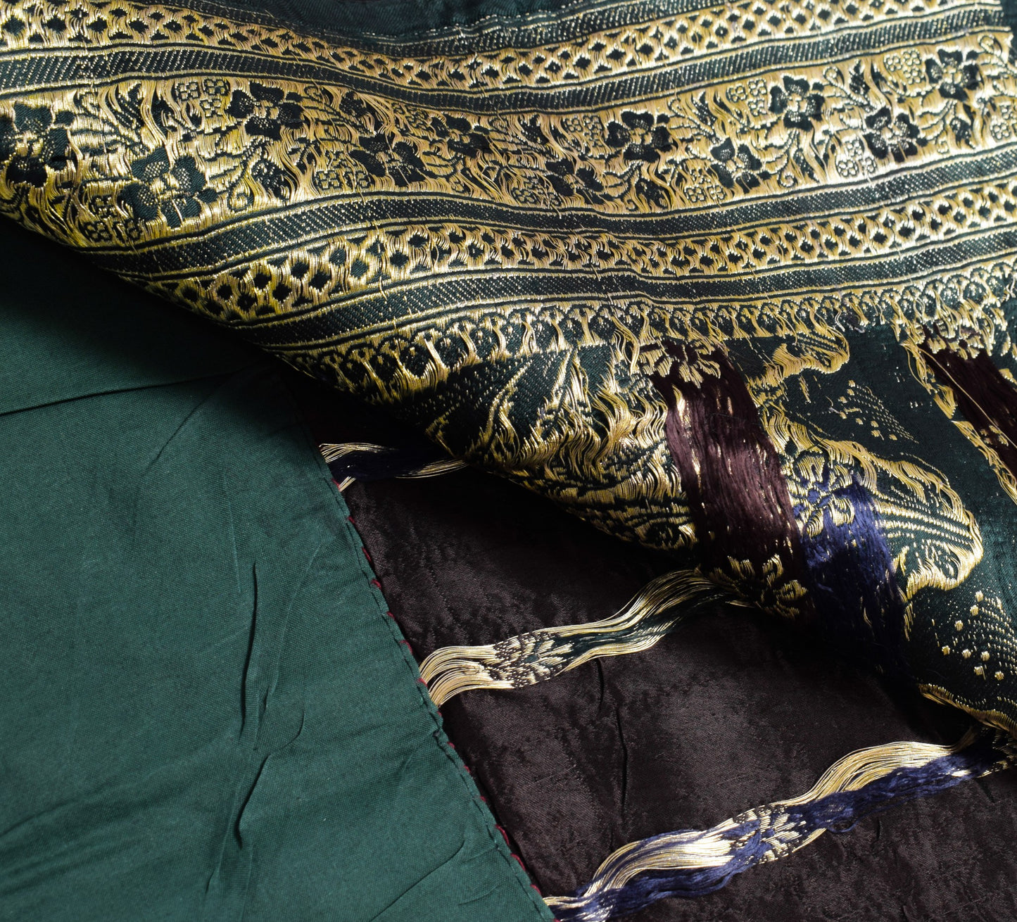 Sushila Vintage Premium Heavy Banarasi Saree Pure Satin Silk Brocade Black Sari