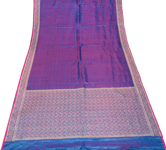 Sushila Vintage Banarasi Handloom Saree Pure Satin Silk Dual Tone Sari Fabric
