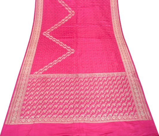 Sushila Vintage Magenta Heavy Saree Pure Satin Silk Brocade Banarasi Sari Fabric