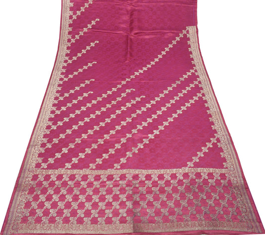 Sushila Vintage Heavy Saree Pure Satin Silk Banarasi Brocade Woven Sari Fabric