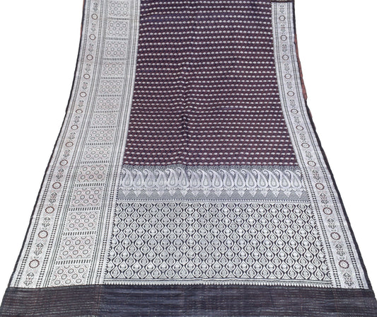 Sushila Vintage Heavy Blue Saree Pure Satin Silk Skirt Border Banarasi Sari