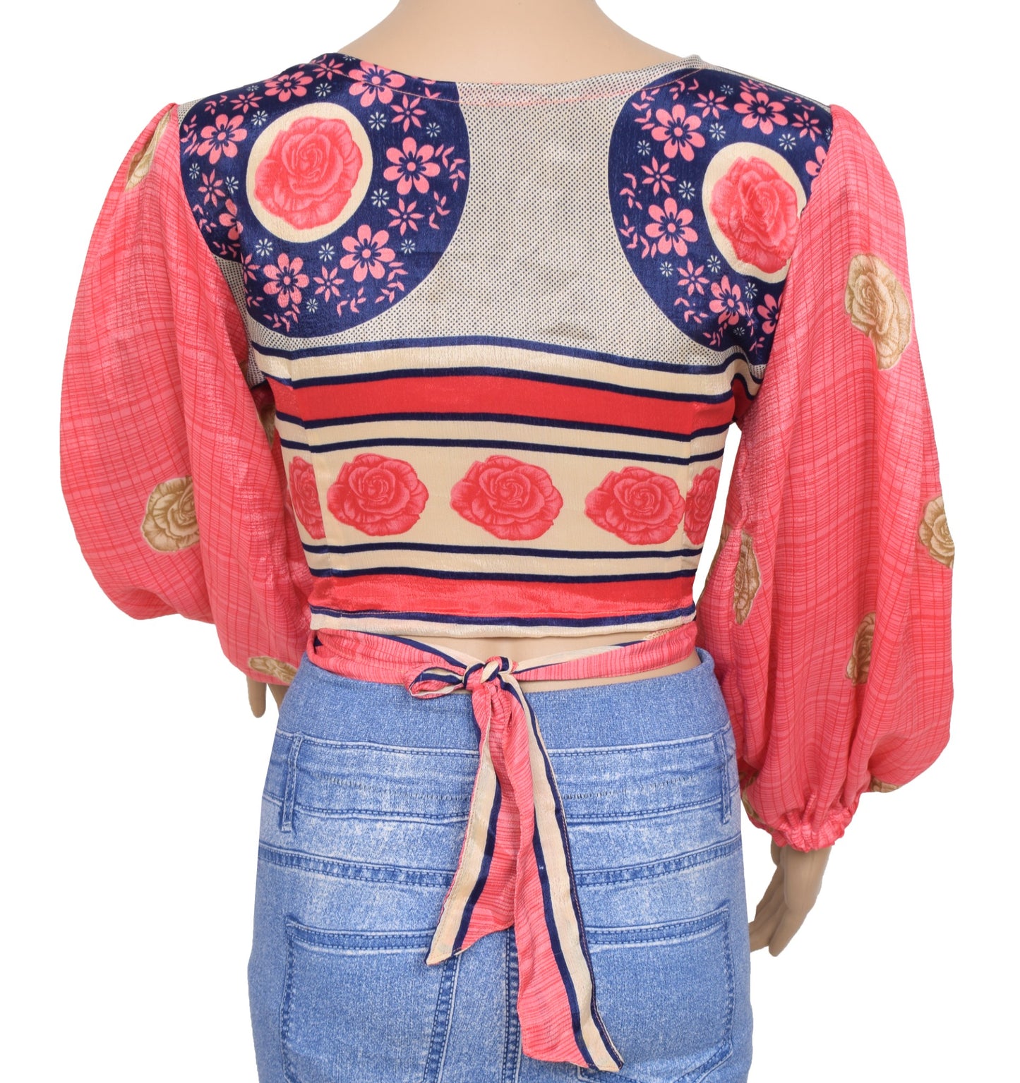 Sushila Vintage Balloon Sleeve Top Bohemian NEW Recycled Silk Saree 70,s Retro