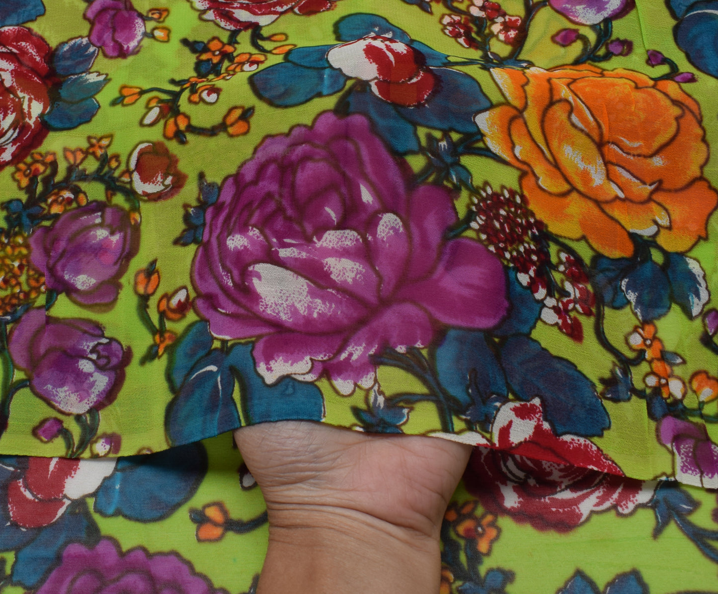 Sushila Vintage Green Saree Pure Georgette Silk Printed Dress Fabric By the Yard
