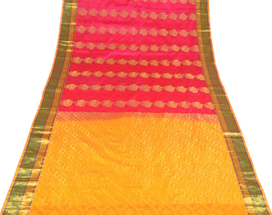 Sushila Vintage Kanchipuram Silk Saree Magenta Annapakshi Woven HEAVY 6 YDs Sari