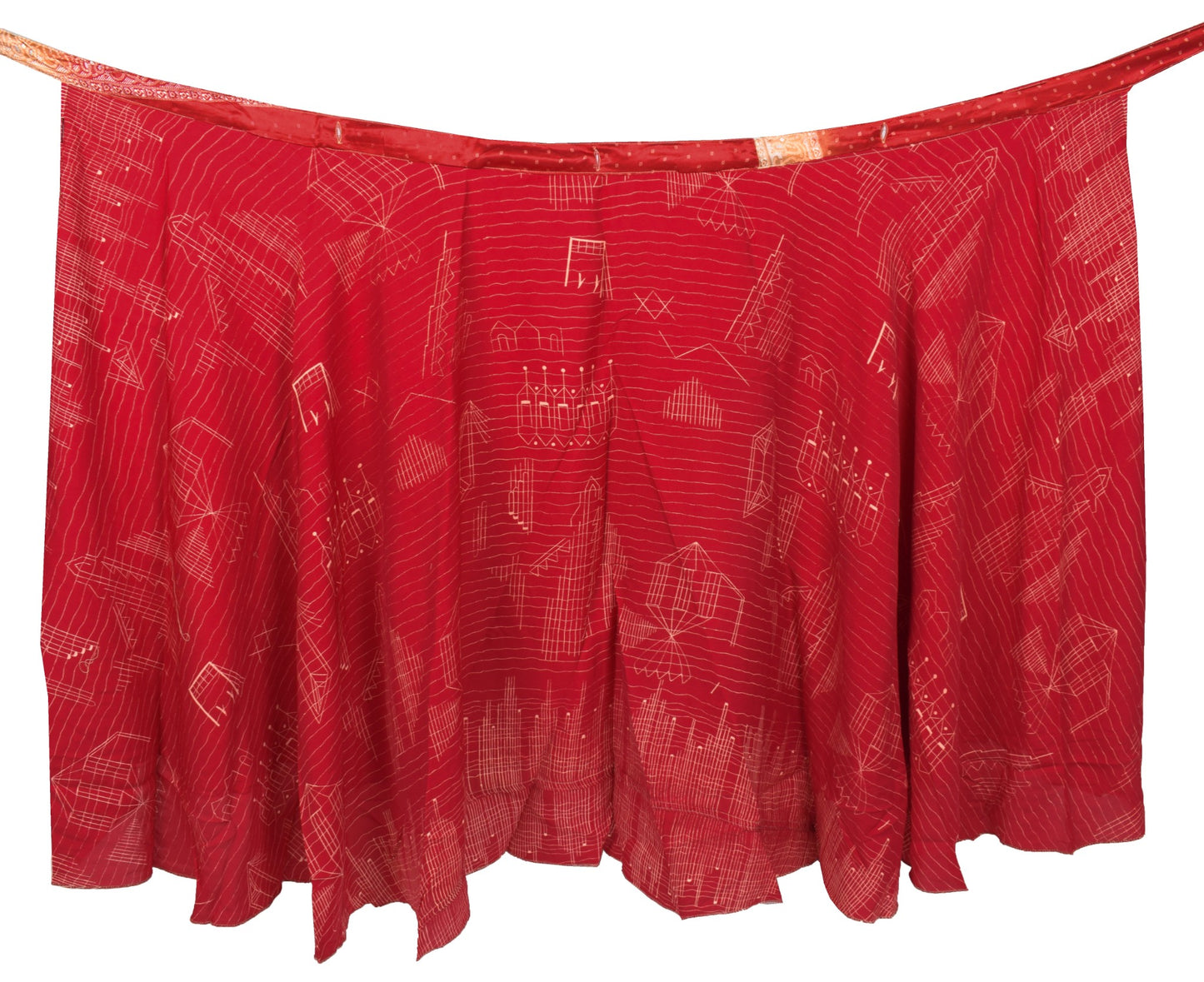 Sushila Vintage Art Silk Saree Magic Wrap Reversible Skirt Maroon Beach Dress