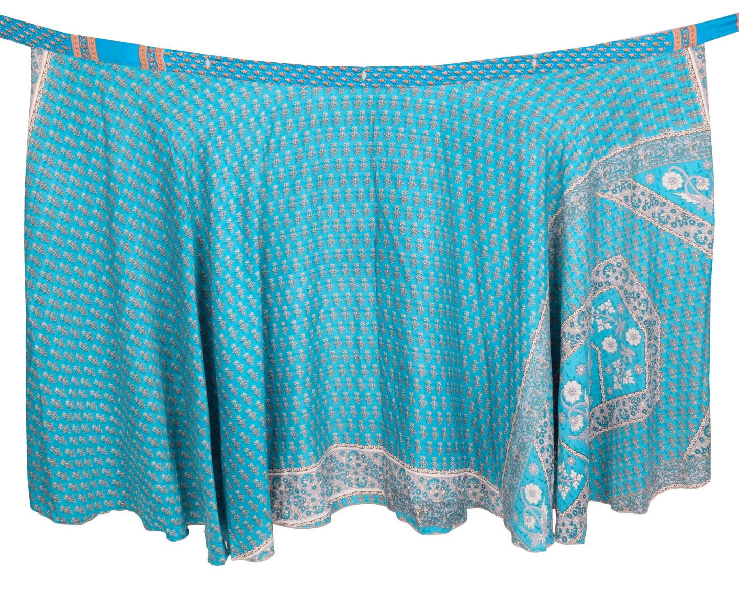 Sushila Vintage Floral Art Silk Saree Magic Wrap Reversible Skirt Beach Dress