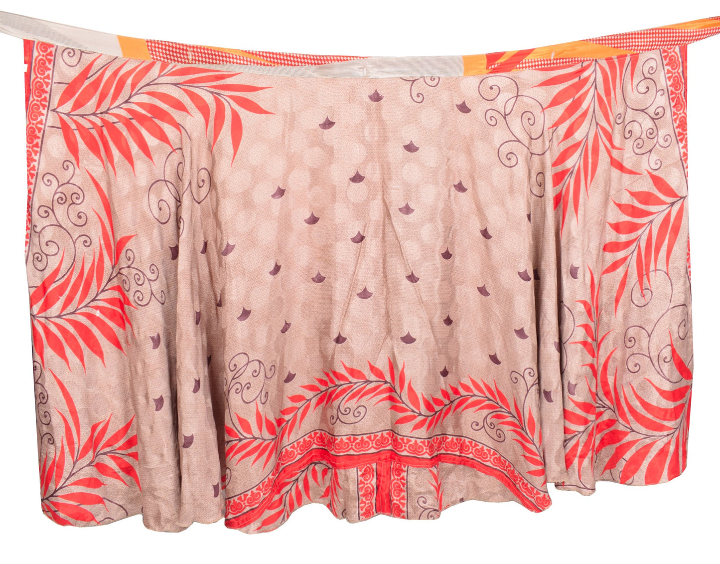 Sushila Vintage Art Silk Saree Magic Wrap Reversible Skirt Mauve Beach Dress
