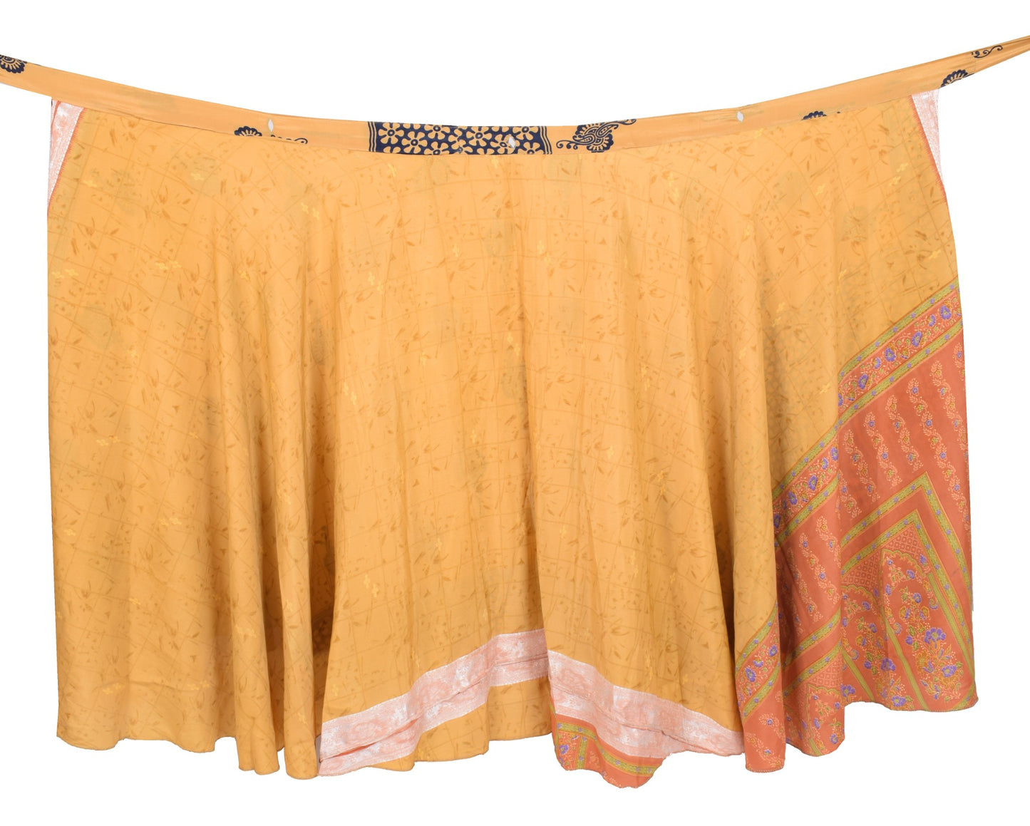 Sushila Vintage Art Silk Saree Magic Wrap Brown Reversible Skirt Beach Dress