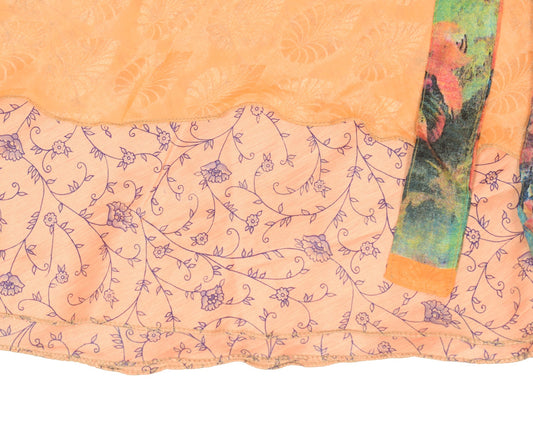 Sushila Vintage Peach Art Silk Saree Magic Wrap Reversible Skirt BeachDress Boho
