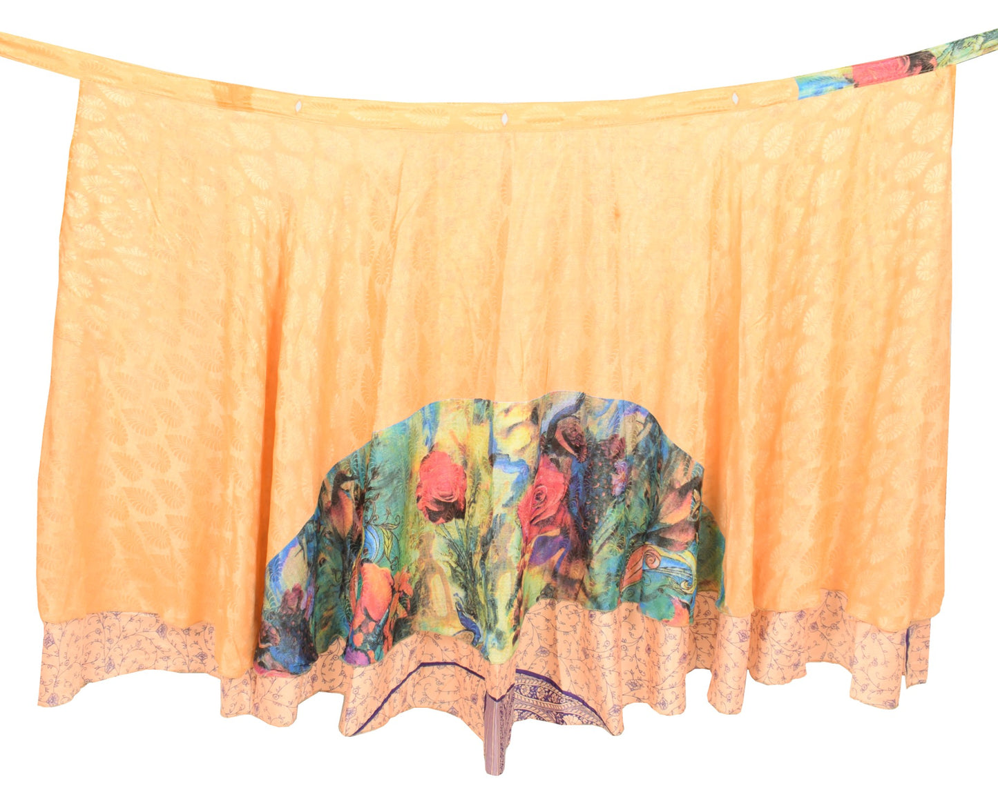 Sushila Vintage Peach Art Silk Saree Magic Wrap Reversible Skirt BeachDress Boho
