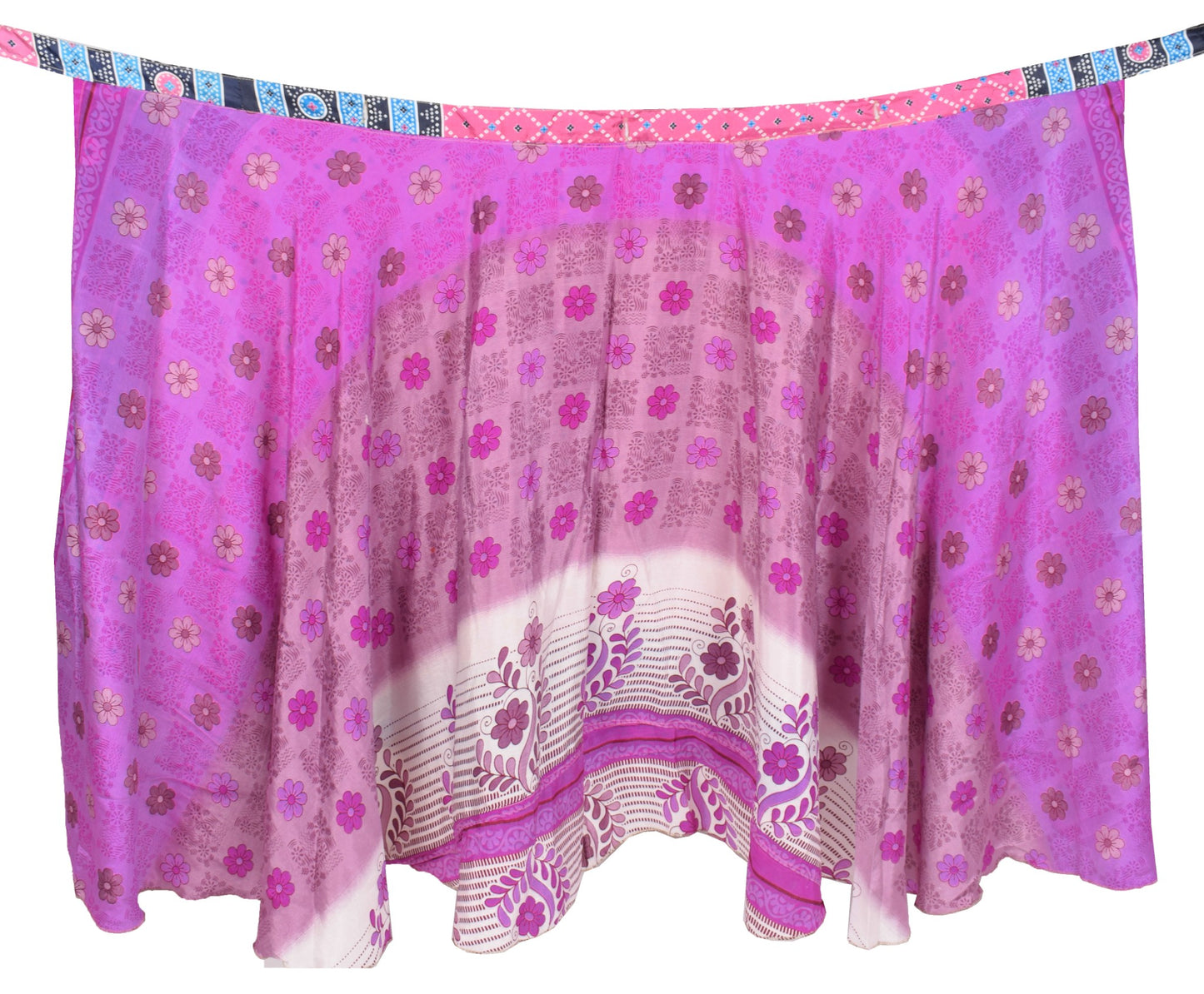 Sushila Vintage Pink Art Silk Saree Magic Wrap Reversible Skirt Beach Dress Boho