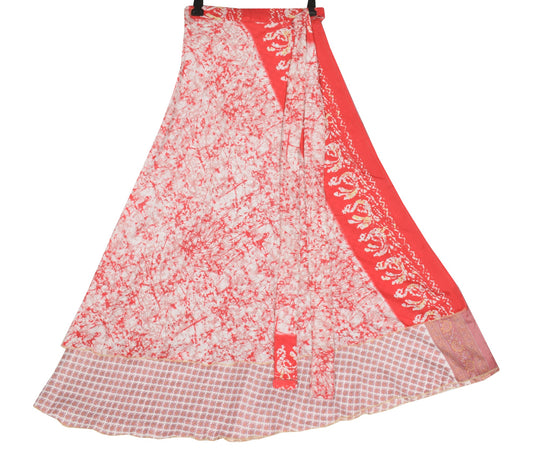 Sushila Vintage Art Silk Saree Magic Floral Wrap Reversible Skirt Beach Dress