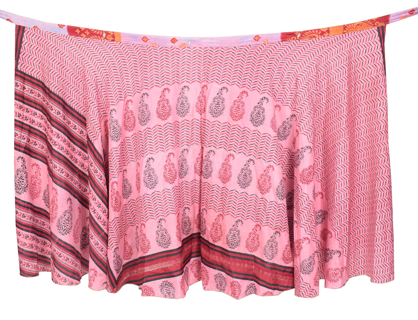 Sushila Vintage Art Silk Saree Magic Wrap Reversible Skirt Beach Dress Pink Boho