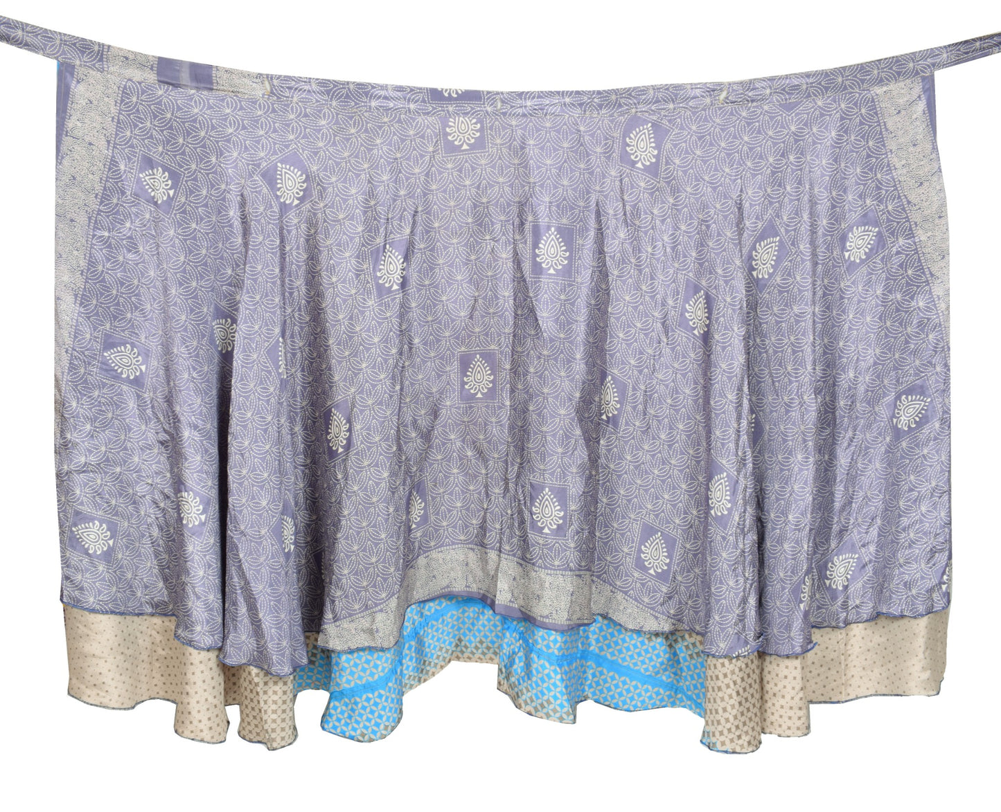 Sushila Vintage Saree Magic Wrap Reversible Art Silk Floral Skirt Beach Dress