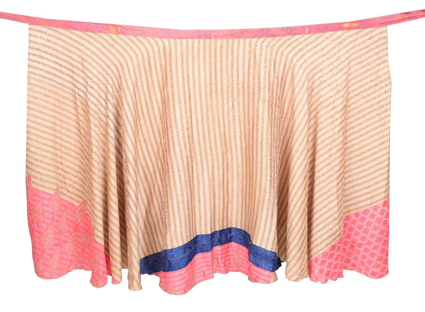 Sushila Vintage Saree Magic Wrap Pink Art Silk Reversible Skirt Beach Dress Boho
