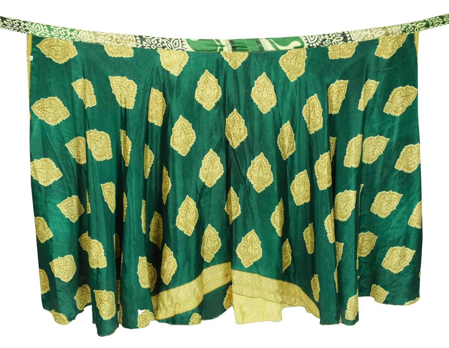 Sushila Vintage Art Silk Saree Dark Green MagicWrap Reversible Skirt BeachDress