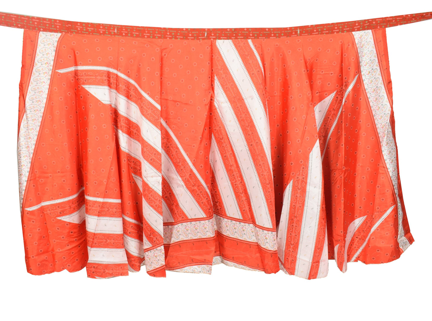 Sushila Vintage Orange Art Silk Saree Magic Wrap Reversible Skirt Beach Dress