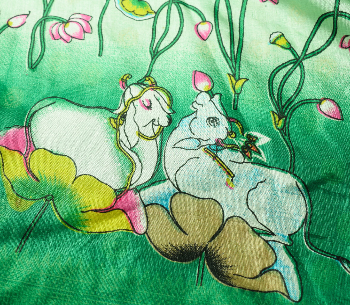 Sushila Vintage Art Silk Saree Magic Wrap Cow Print Reversible Skirt Dress Boho