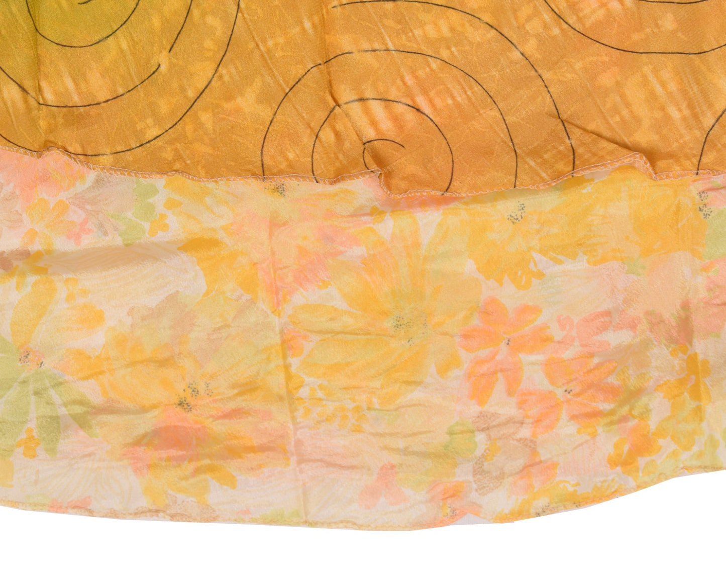Sushila Vintage Art Silk Saree Magic Wrap Reversible Skirt Beach Dress Yellow