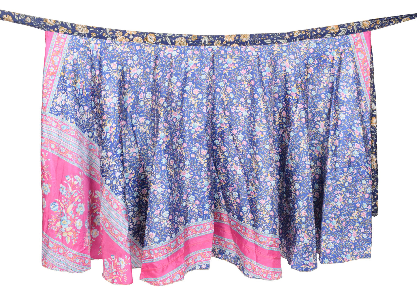 Sushila Vintage Art Silk Saree Pink Magic Wrap Reversible Skirt Beach Dress Boho