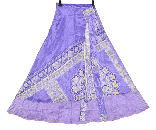 Sushila Vintage Lavender Art Silk Saree Magic Wrap Reversible Skirt Beach Dress