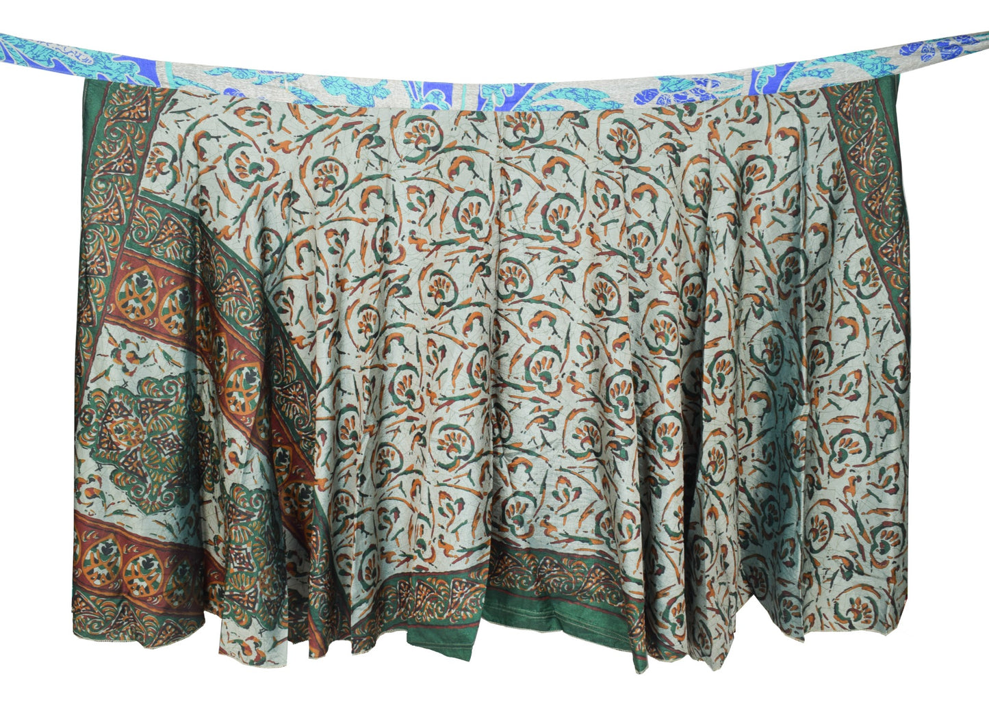 Sushila Vintage Art Silk Saree Magic Wrap Gray Reversible Skirt Beach Dress Wrap