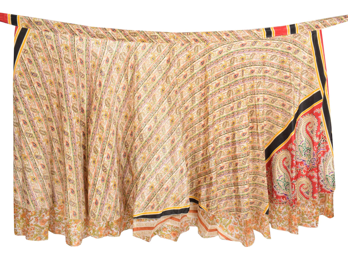 Sushila Vintage Art Silk Saree Magic Wrap Reversible Skirt Beach Dress white Floral
