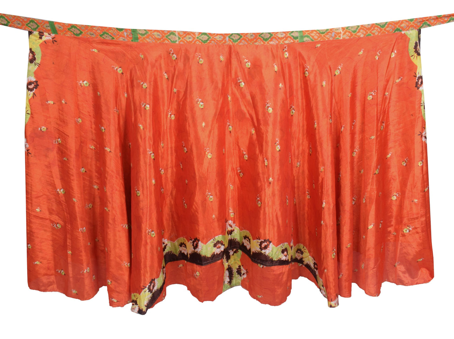 Sushila Vintage Dark Orange Saree Magic Wrap Reversible Skirt Art Silk Beach Dress