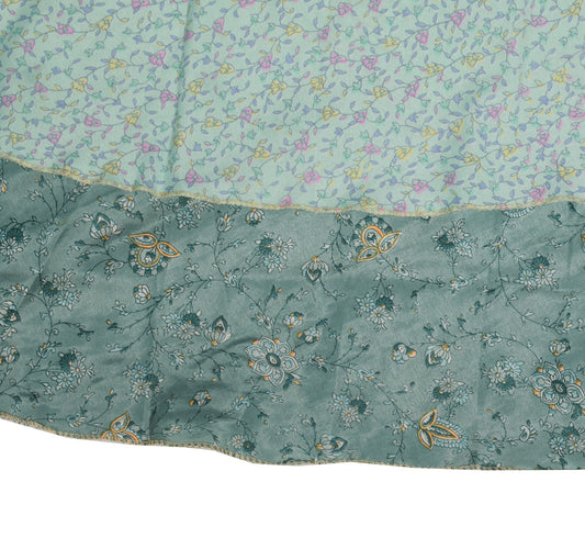 Sushila Vintage Floral Saree Magic Wrap Reversible Skirt Art Silk Beach Dress