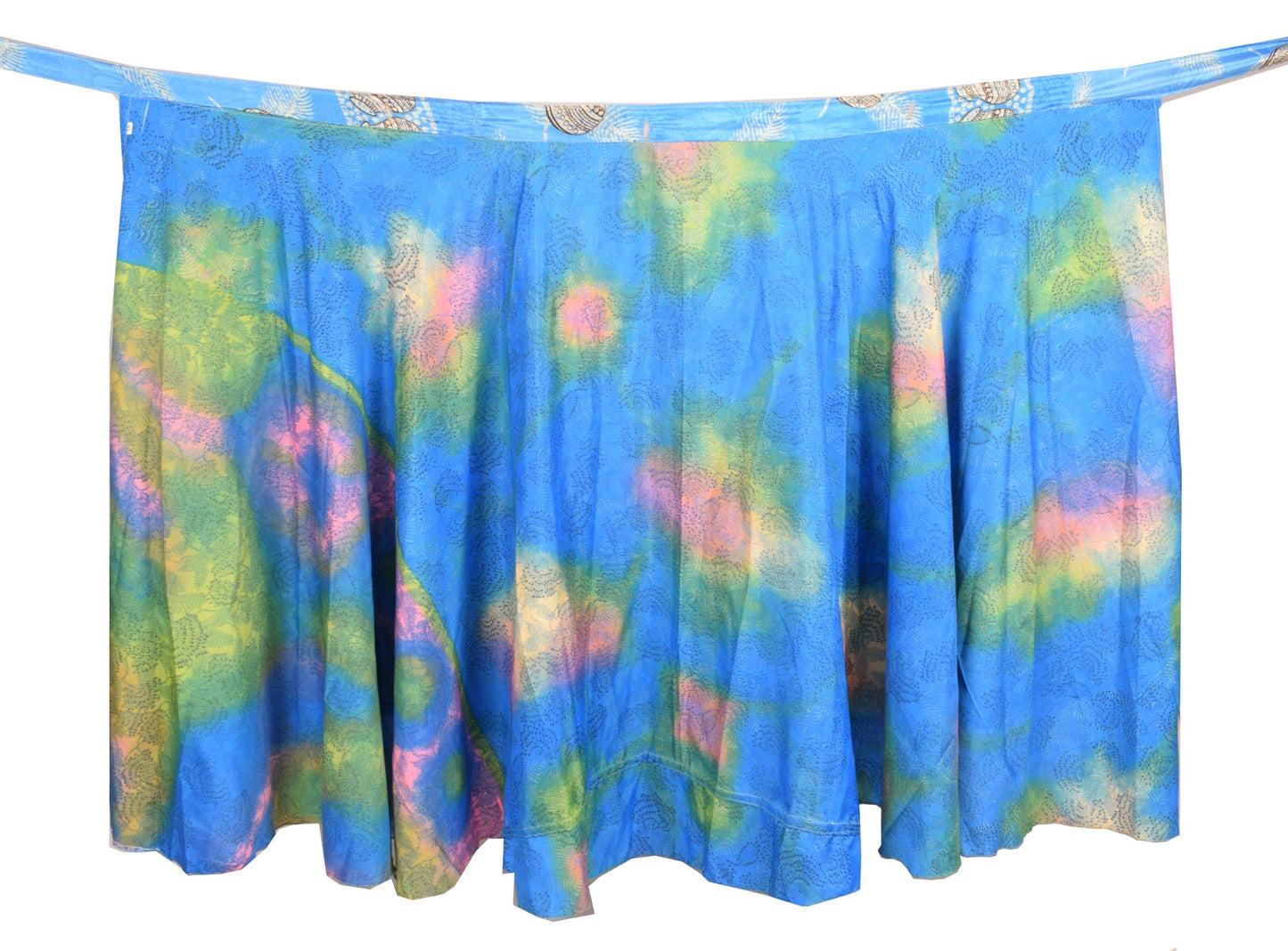 Sushila Vintage Magic Wrap Reversible Skirt Floral Art Silk Saree Beach Dress